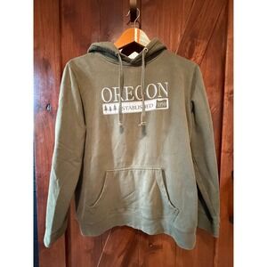 Oregon Established 1859 Hoodie Olive Green Pullover Sweatshirt Womens XL